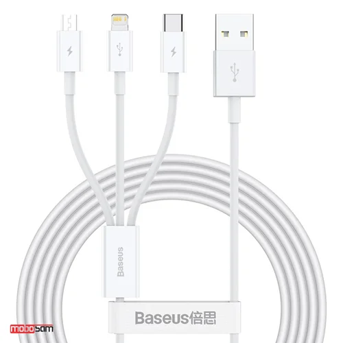 کابل تبدیل 3 سر USB به MicroUSB/Lightning/Type-C بیسوس مدل CAMLTYS-02 طول 1.5 متر
