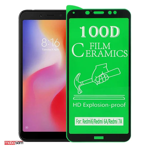 محافظ صفحه نمایش سرامیکی تمام صفحه 100D مناسب برای گوشی موبایل شیائومی Redmi 6/6A/7A
